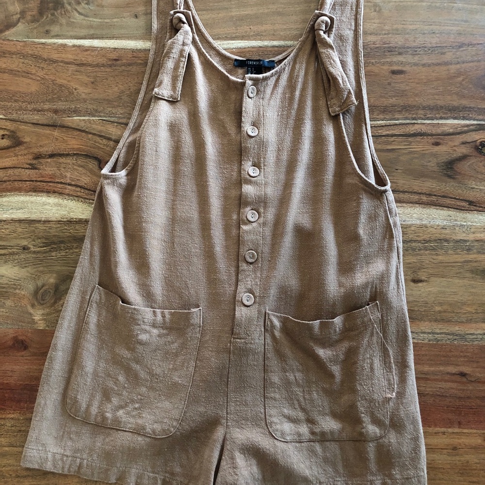 Forever21 Linen Short Overalls